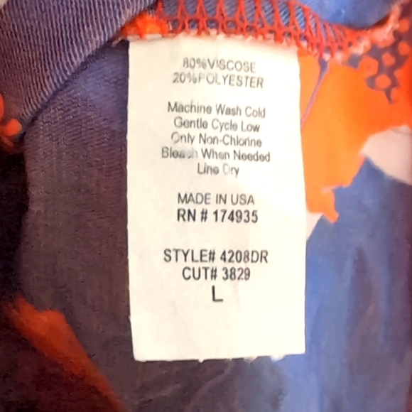 Renee C. Floral Blue and Orange Mini Dress...Size Large - Picture 7 of 7